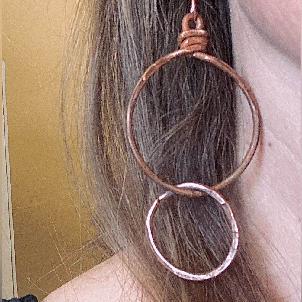 Copper double hoop earrings hypoallergenic hooks